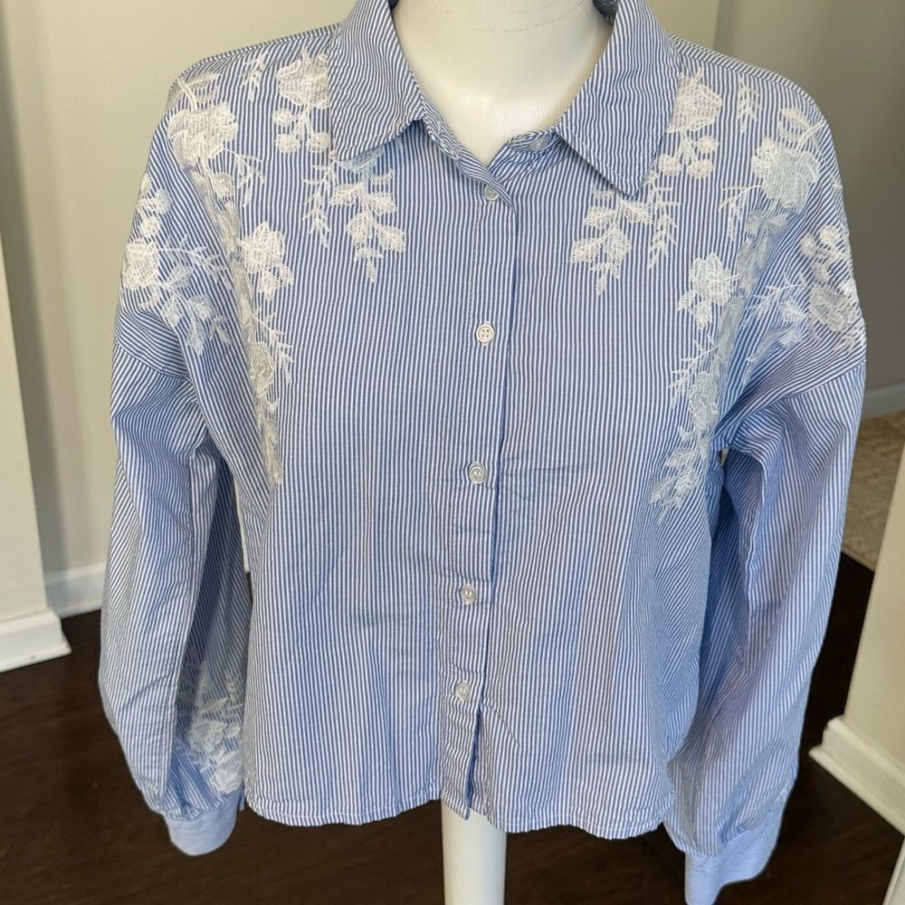 Christian Lacroix Striped Long Sleeve Button-Up Top S
